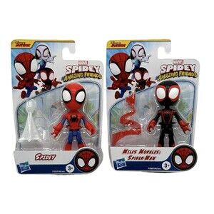Spidey and His Amazing Friends Lot of 2 Miles Morales and Spidey Hero 4" Figures